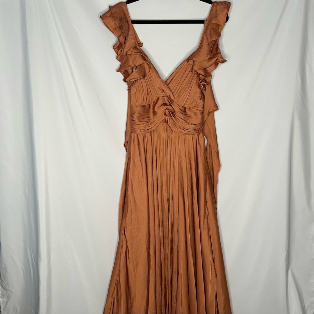 Satin Ruffle Cutout Maxi Dress - Picture 3 of 7